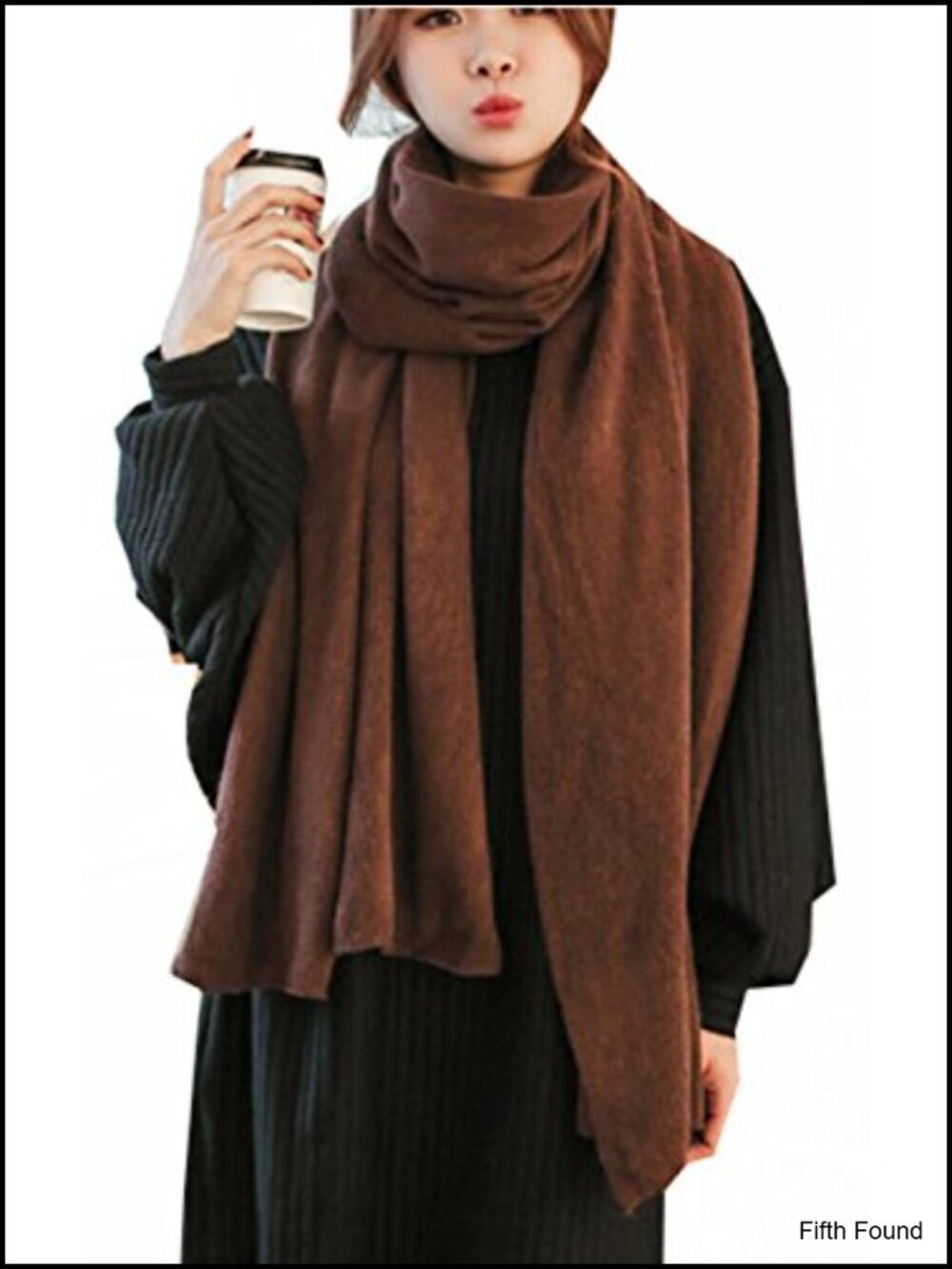 Womens Faux Wool Infinity Scarf Blanket Wrap Tassel Winter Shawl Cape